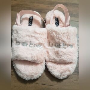 Bebe Women's Soft Pink Plush Slippers